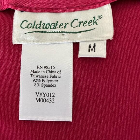 Blouse top shirt bright red long sleeve wrap front V-neck sheared side, medium
C - Picture 5 of 7